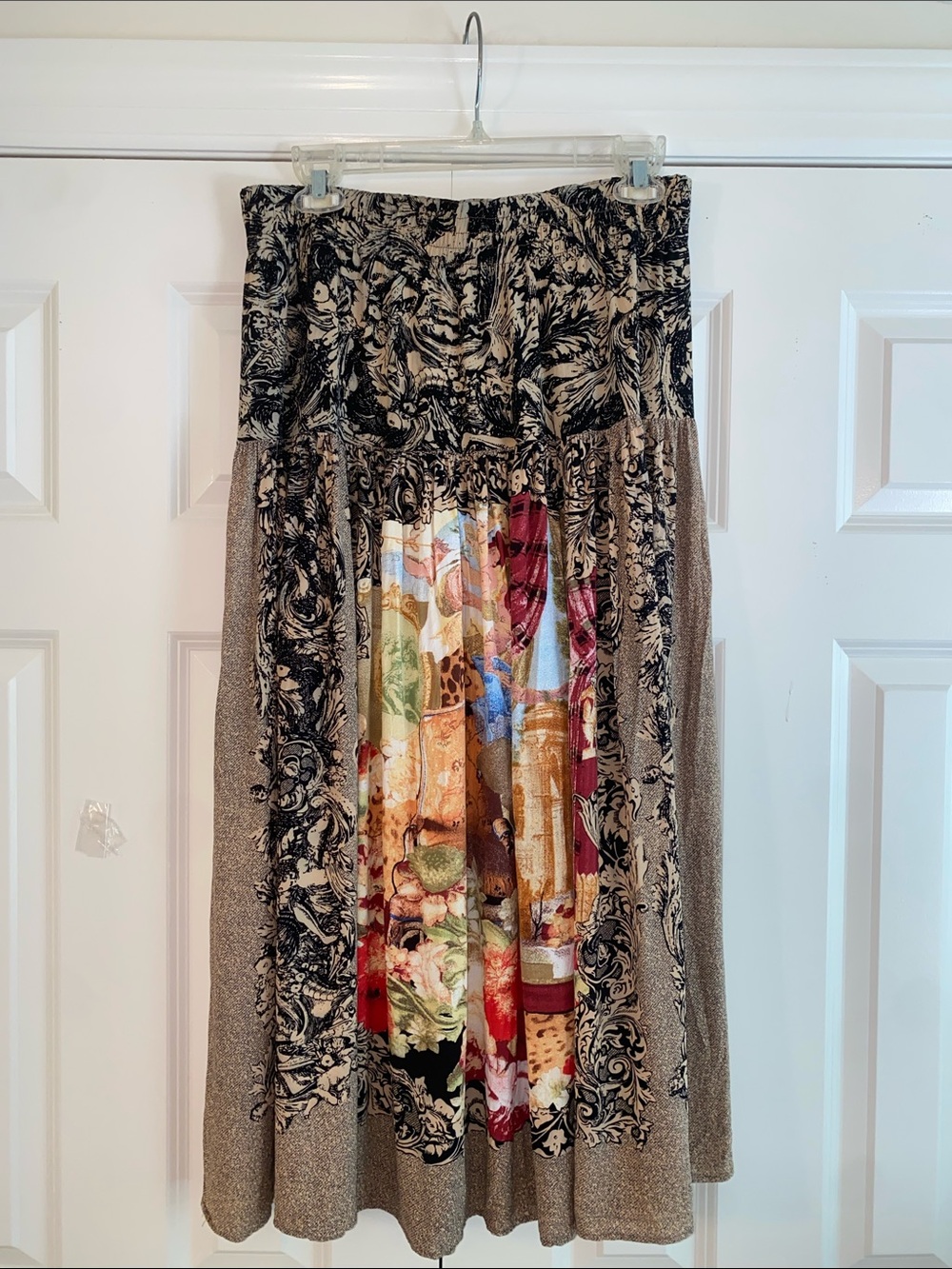 Carol Little Vintage Bohemian Floral Patchwork Midi Skirt - Neutral & Multicolor
